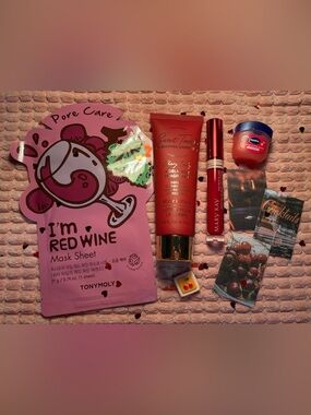 Red Wine & Cherry Set • Sabrina Carpenter Lotion • Mary Kay Lip • Face Mask